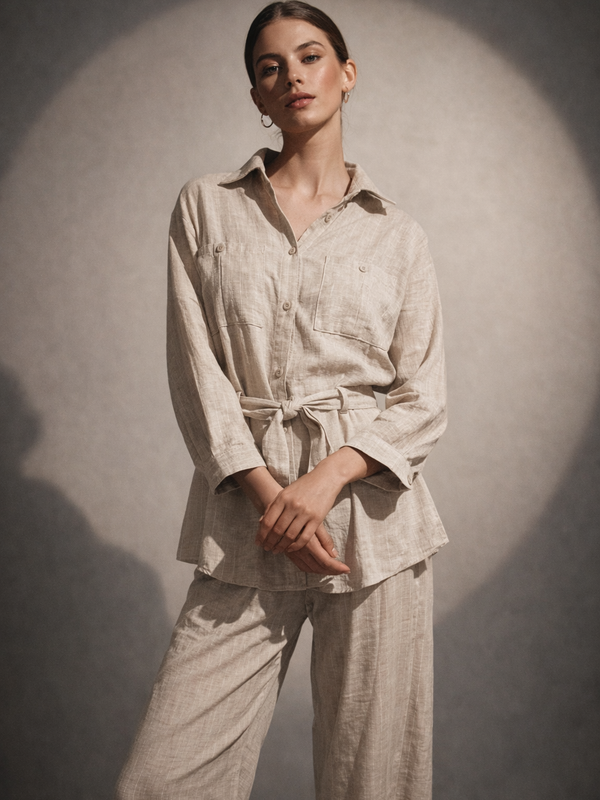 Relaxed Tailored Belted Shirt & Trousers Set