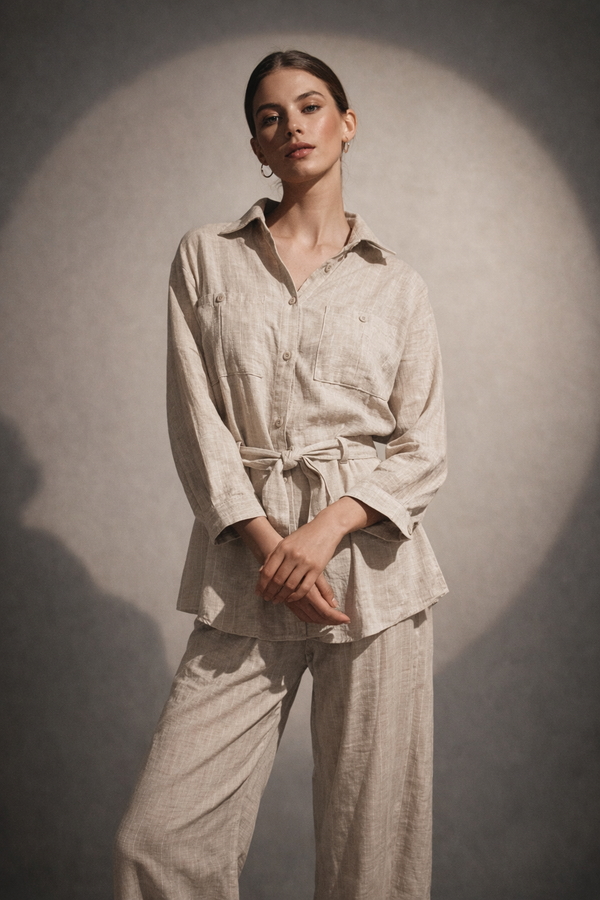 Relaxed Tailored Belted Shirt & Trousers Set