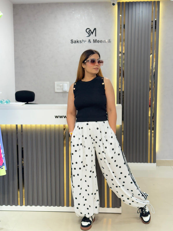 Polka Dot Wide-Leg Trousers w
