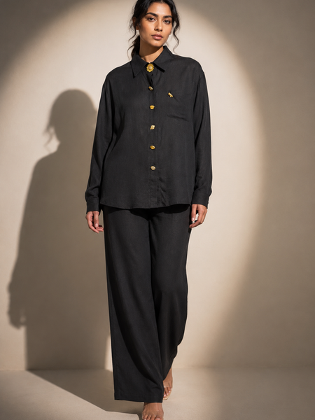 Relaxed Fit Shirt & Wide-Leg Trouser Co-Ord Set
