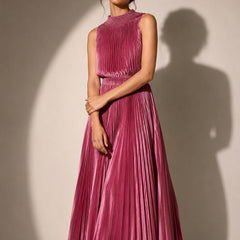 Luxury Satin Pleated Midi Skirt