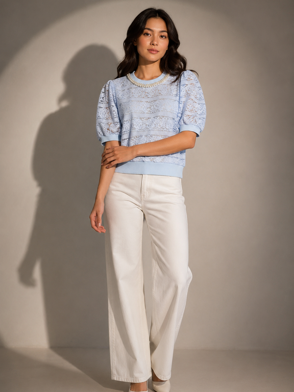 Textured Lace Knit Top