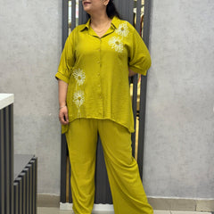 Floral Embroidered Relaxed Shirt and Bermuda Set