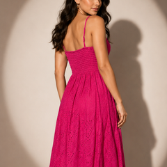 Broderie Ruched Midi Dress