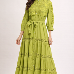 Lace Panel Long Shirt Dress