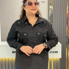 Embellished Heart Appliqué Shirt