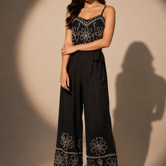 Embroidered Wide-Leg Jumpsuit