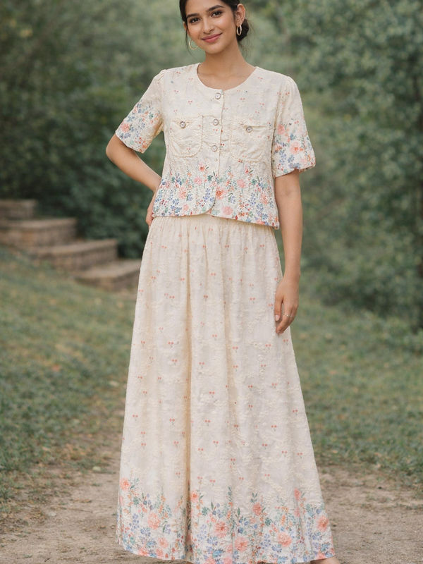 Textured Floral Skirt top