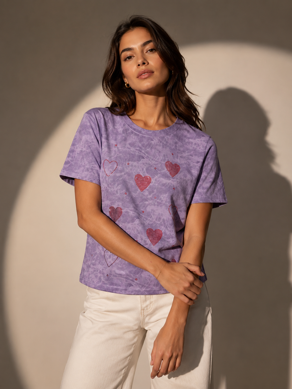 Heart Motif Printed T-Shirt