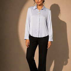 Satin Shirt with Statement Button Detail