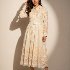 Lace Shirt Midi Dress
