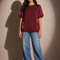 Embellished Knit Panel Top