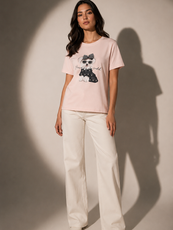 Textured Puppy Graphic T-Shirt
