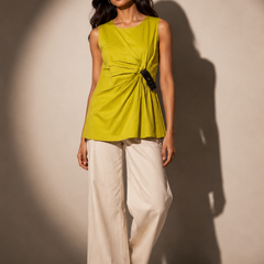 Asymmetric Buckle Detail Draped Top
