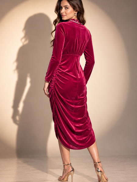 Embellished  Velvet Midi Dress