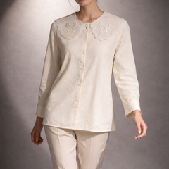 Textured Shirt with Embroidered Collar