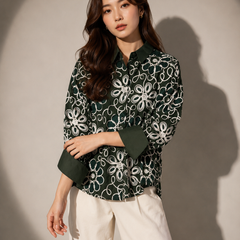 Floral Embroidered Sheer Shirt