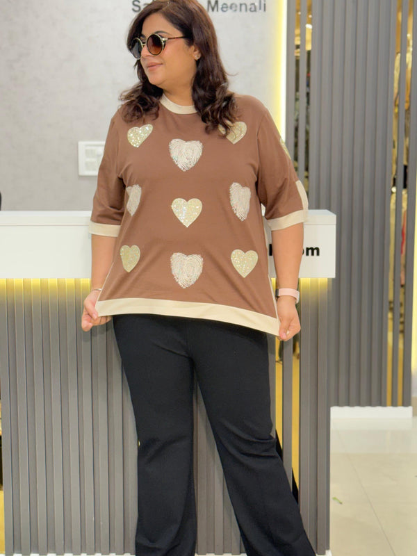 Heart Print Relaxed Fit T-Shirt