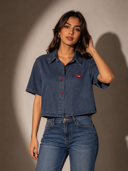Cropped Denim Shirt