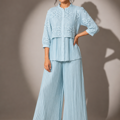 Pleated Embroidered Co-Ord Set