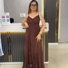 Lace Panel Midi Dress