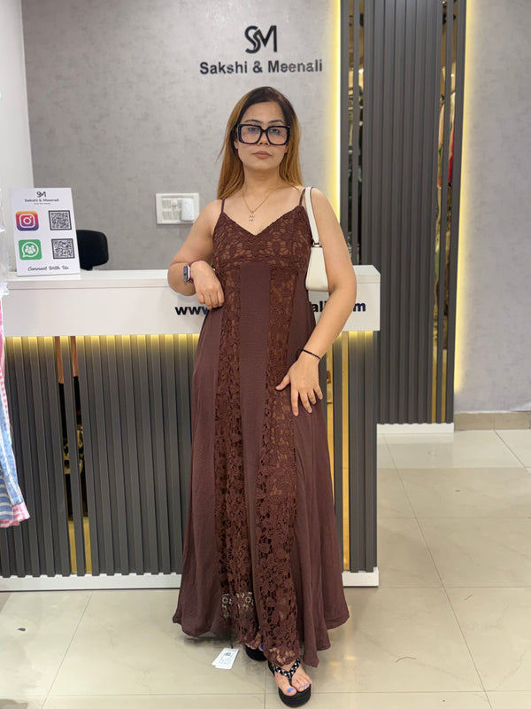 Lace Panel Midi Dress