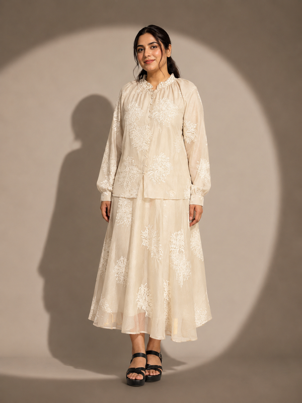 Embroidered Fluid SKirt top