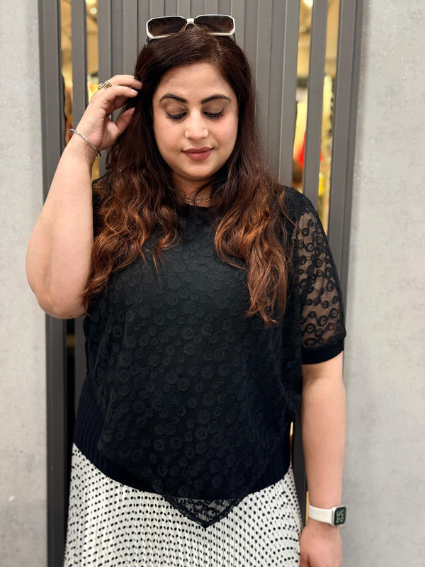 Sheer Lace Overlay Top