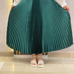 Luxury Satin Pleated Midi Skirt