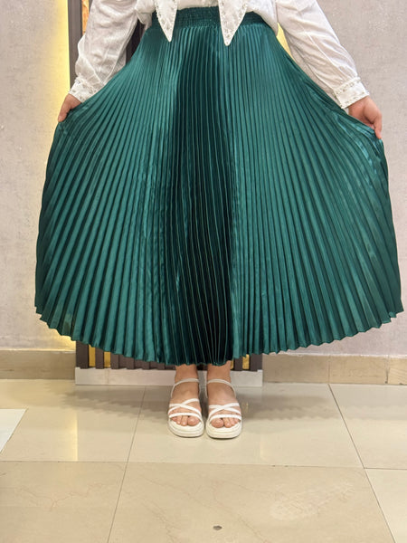 Luxury Satin Pleated Midi Skirt