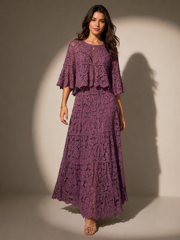 Lace Layered skirt top with Fluid Silhouette