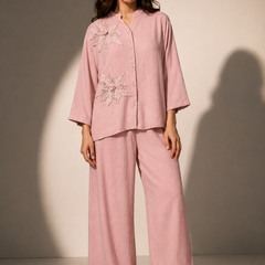 Floral Appliqué Relaxed Co-Ord Set
