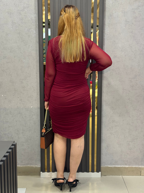Draped Embellished Mini Dress