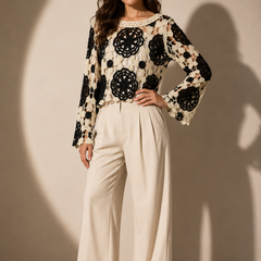 Crochet Floral Knit Top