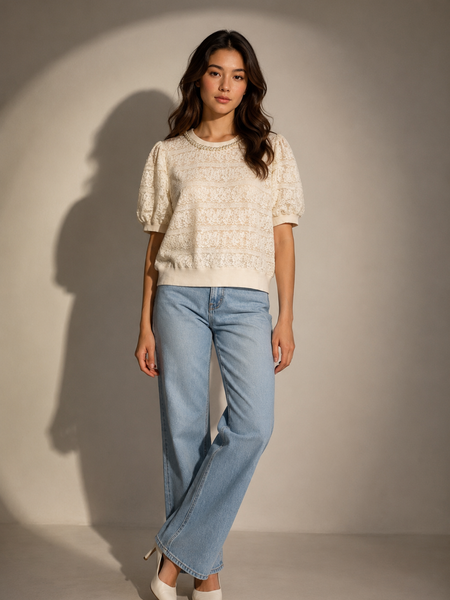 Textured Lace Knit Top
