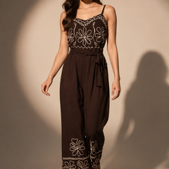 Embroidered Wide-Leg Jumpsuit