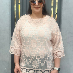 Floral Embroidered Sheer Top