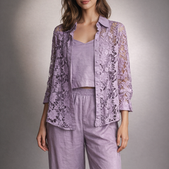 Lace Overlay Relaxed Co-Ord Set