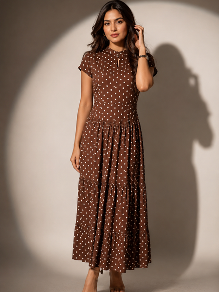 Polka Dot Tiered Midi Dress