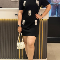 Embellished Mini Dress with Textured Detailing