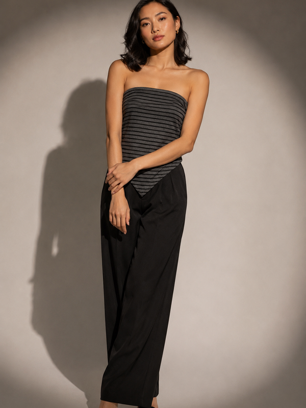 Asymmetric Strapless Drape Top