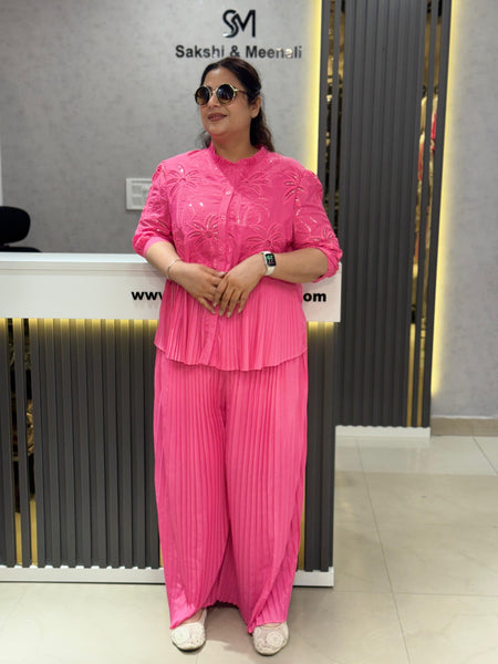 Pleated Embroidered Co-Ord Set