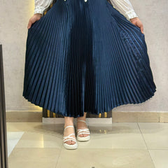 Luxury Satin Pleated Midi Skirt
