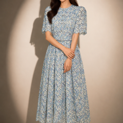 FLORAL LACE MIDI DRESS