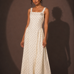 Embellished Polka Dot Midi Dress