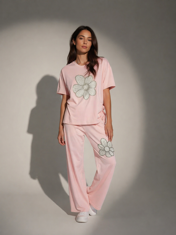 Embroidered Floral Relaxed Co-Ord Set