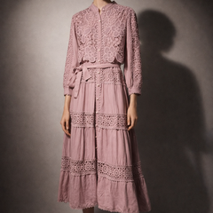 Lace Panel Long Shirt Dress
