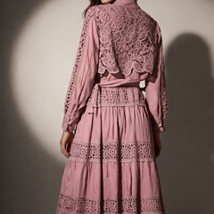Lace Panel Long Shirt Dress