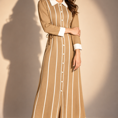Striped Collared Midi Dress