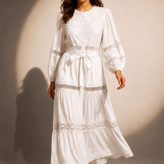 Embroidered Tiered Midi Dress